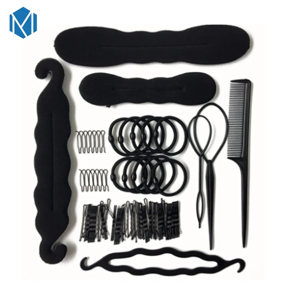 

79PC/Set Solid Donut Hair Clips for Women Rubber Band Rope Hair Tie Gum Hair Bun Makers Hairpins accesorios para el cabello