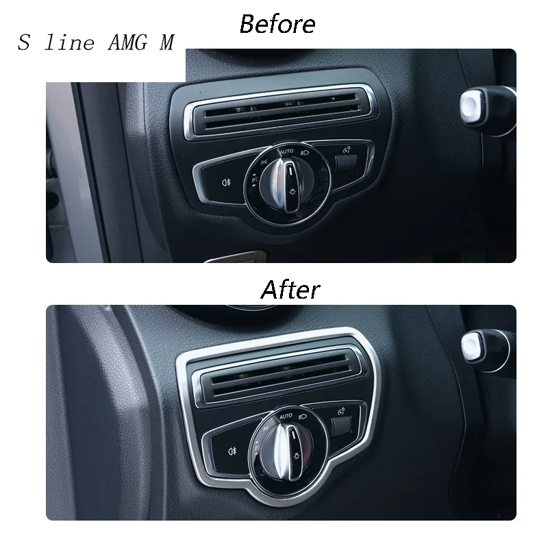 Декоративная накладка на кнопки фары для Mercedes Benz C Class W205 C180 C200 C260 GLC 2015 2017