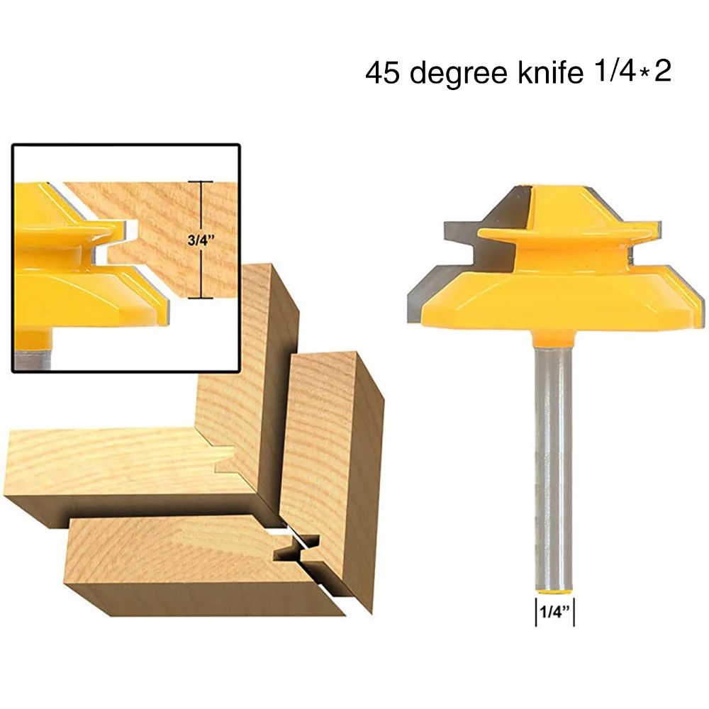 1/2 дюйма 45 градусов ножи 1/4*2 шипа Ножи фрезерный Cut шипа клей маршрутизатор бит для Деревообработка резак мощность инструменты