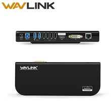 Wavlink usb 3,0 Универсальная док-станция для ноутбука двойная поддержка видео dvi/hdmi/vga до 2048X1152 внешняя графика ethernet 6 портов