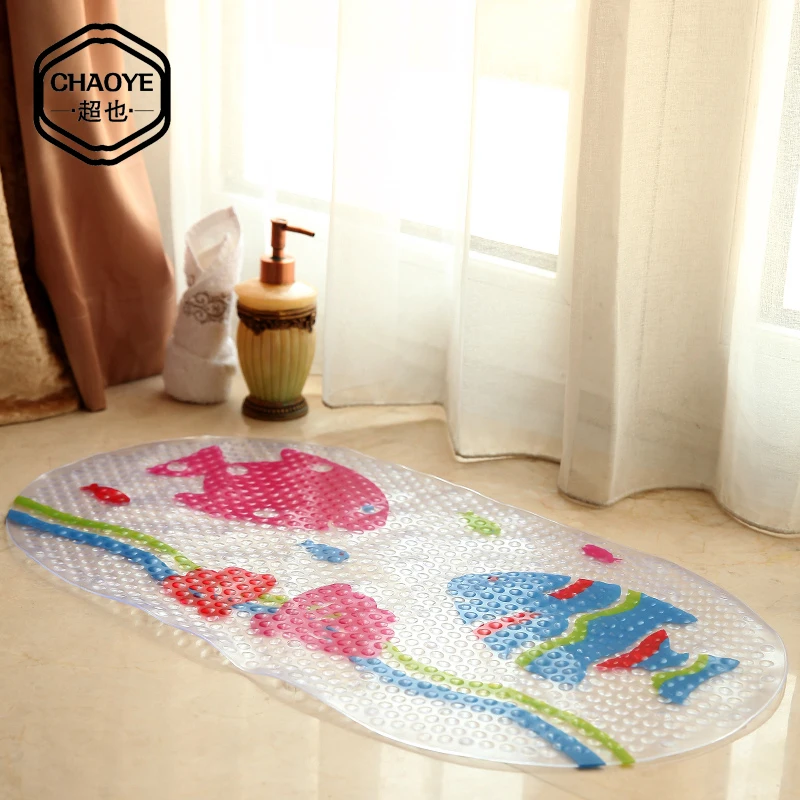 15'' x 27'' Funny Colorful Non Slip children's mat for bath Fish