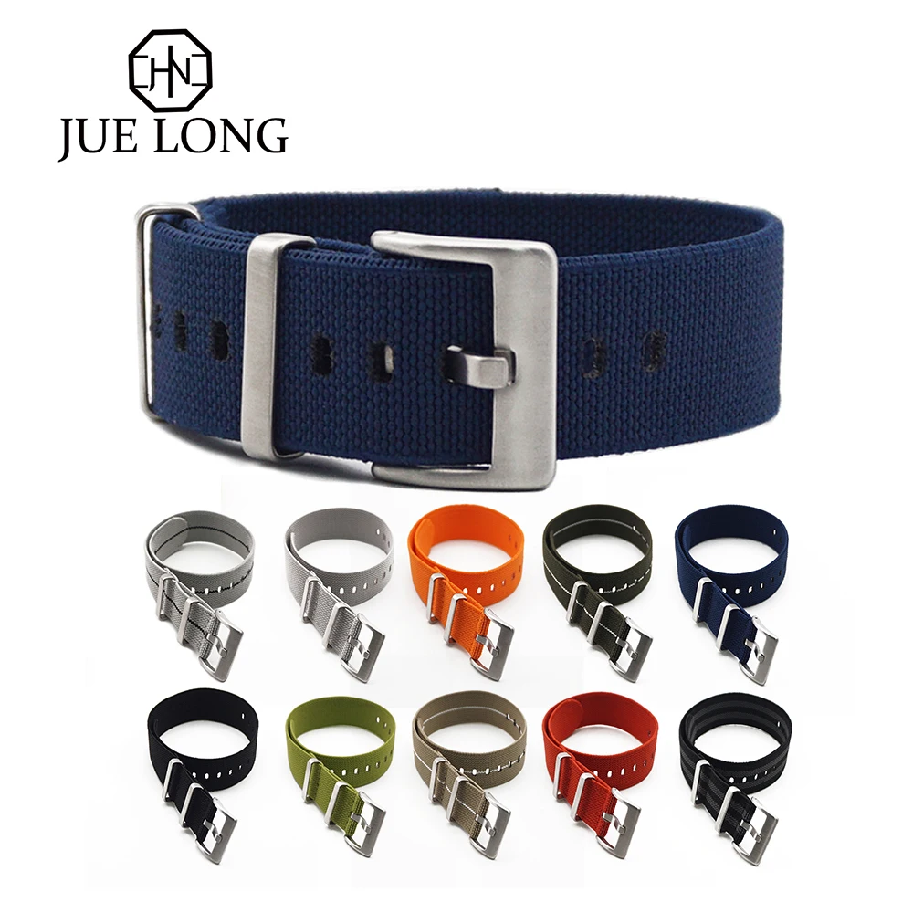 

2019 Brand New Watchband 20 22 mm French Troops Parachute Bag Nato Watch Band Strap Blue Elastic Nylon Watchstraps