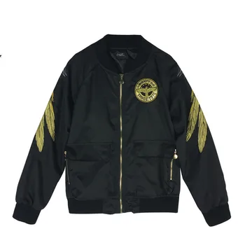 

2017 Top Quality Embroidery Bomber Jacket Women Baseball Jackets Fashion Feathers Spring and Autumn Causal Coats Men Outerwear