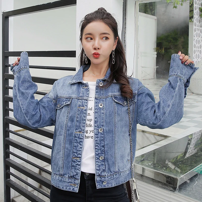 Winter Denim Jacket Women Basic Vintage Denim Jackets Femme Loose