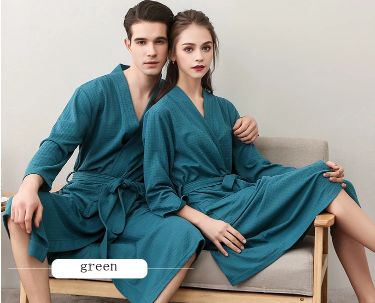 Men Woman Bathrobe Dressing Gown Plus Size M XL XXXL Lovers Summer Male Female Lounge Robes Nightgowns Couple Autumn Robe       77