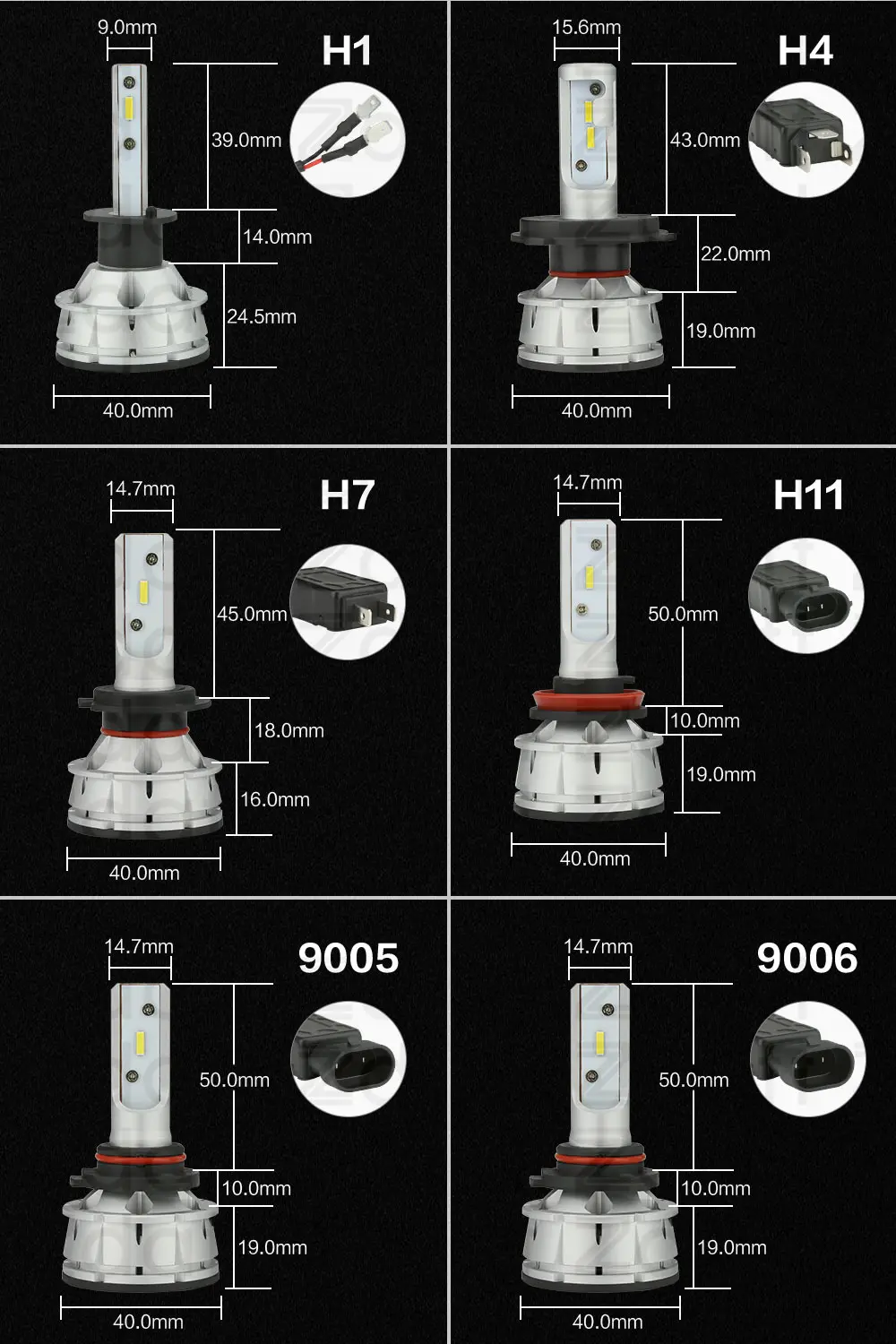 Zdatt H4 Светодиодный лампочки Canbus H7 светодиодный H11 H8 H1 HB3 9005 9006 H9 автомобильный светильник головной светильник лампочка 12000LM 100W 6000 К CSP 12V 24V Авто HB4 светодиодный