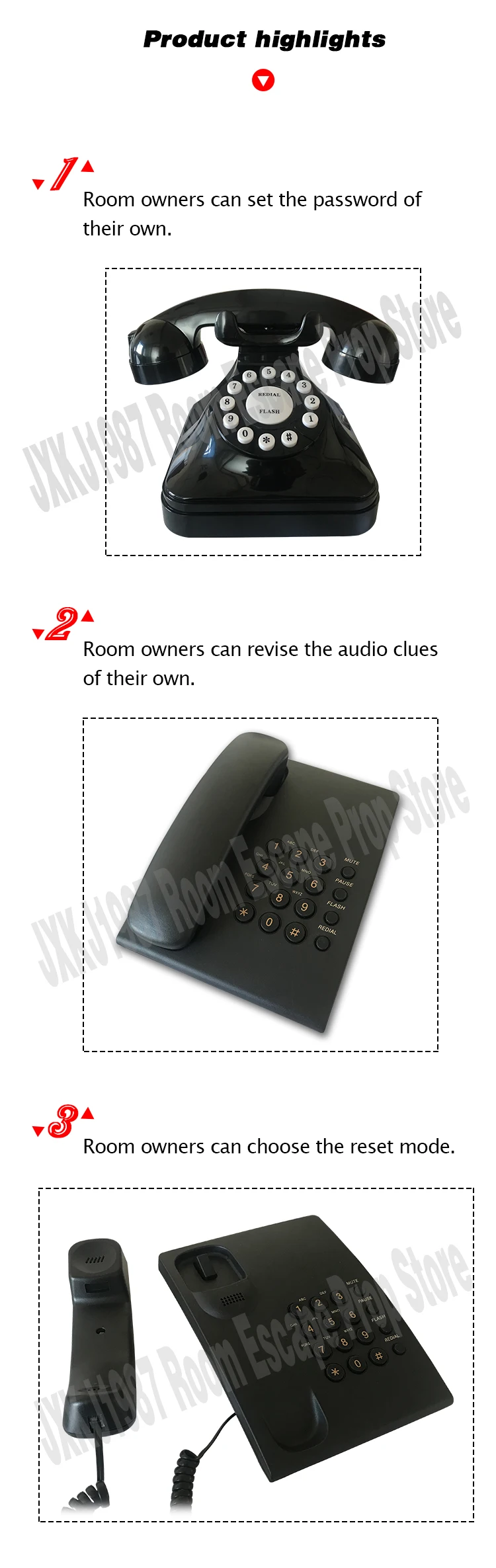 Adereços para Escapar Direita para Desbloquear com Pistas de Áudio Escapar Quarto Prop Horrível Telefone Inteligente Jogo Chamada Dial Senha 4 Cheap props