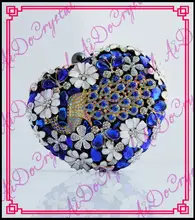Aidocrystal herzförmige kupplung königsblau kristall dimond hochzeit taschen verziert mit pfau