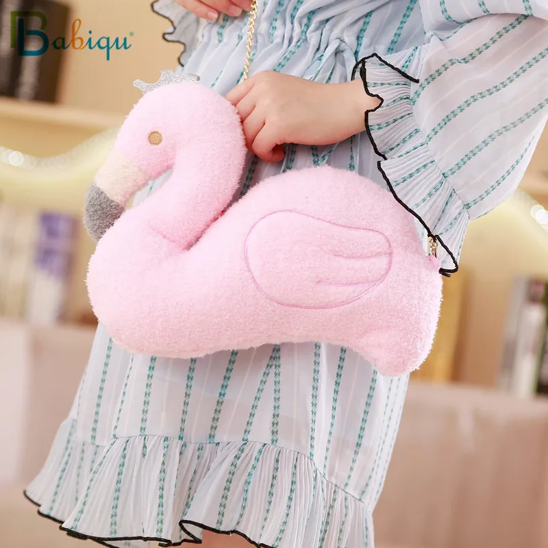

Babiqu 1pc 22/30cm Kawaii Flamingo Plush Messenger Bag for Girls Soft Animal Swan Backpack Kids Fashion Bag Cute Christmas Gift