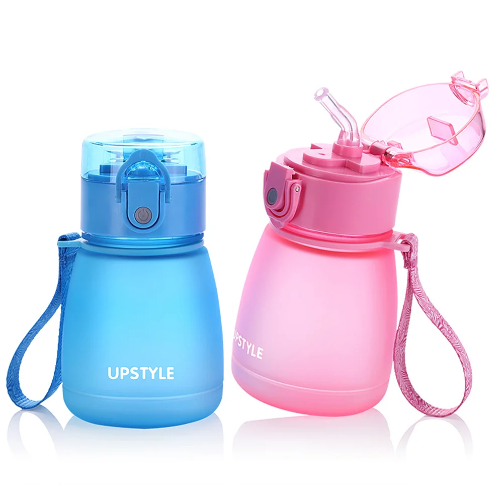 UPSTYLE Scrub BPA Free Mug Plastic Kids Sports Water Bottle with Straw and Rope Children Travel