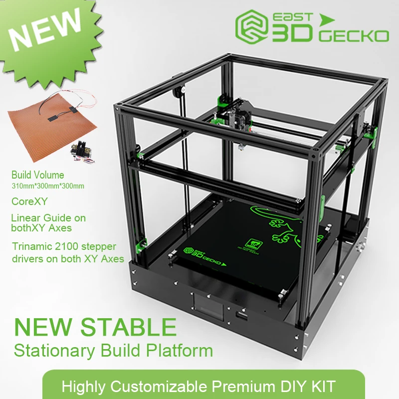 

2017 Micromake Newest 3D Printer East 3D Gecko Core XY Structure diy with hot bed