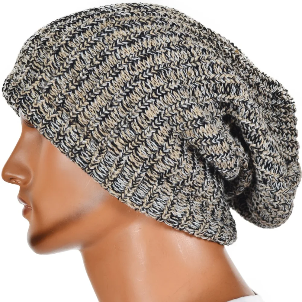 Mannen Slouchy Beanie Cap Grote Vrouwen Knit Mutsen Hoed Lange Skullcap  Gevoerd FORBUSITE|knit beanie hat|beanie hatmens slouchy beanie - AliExpress