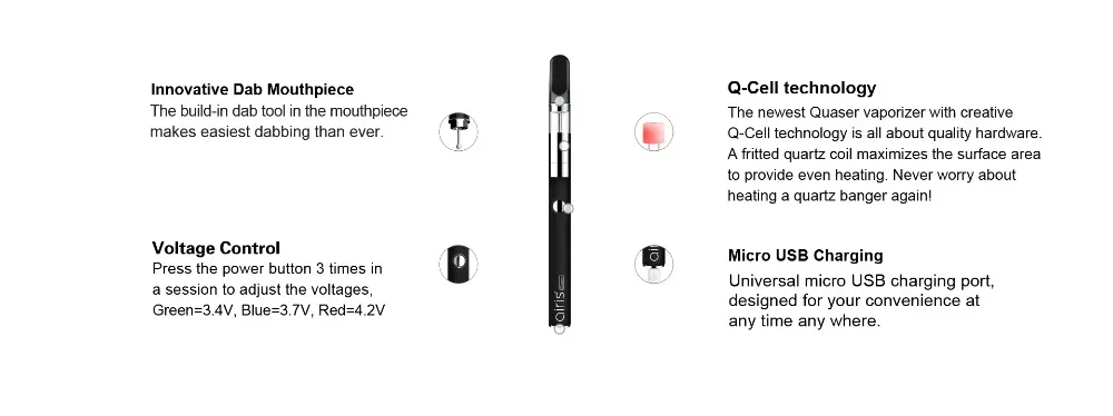 Original AIRISTECH Airis Quaser Wax Vape Pen Kit Qcell Quartz Coil Dab starter Vaporizer Variable Voltage Kit VS Smok minifit (4)