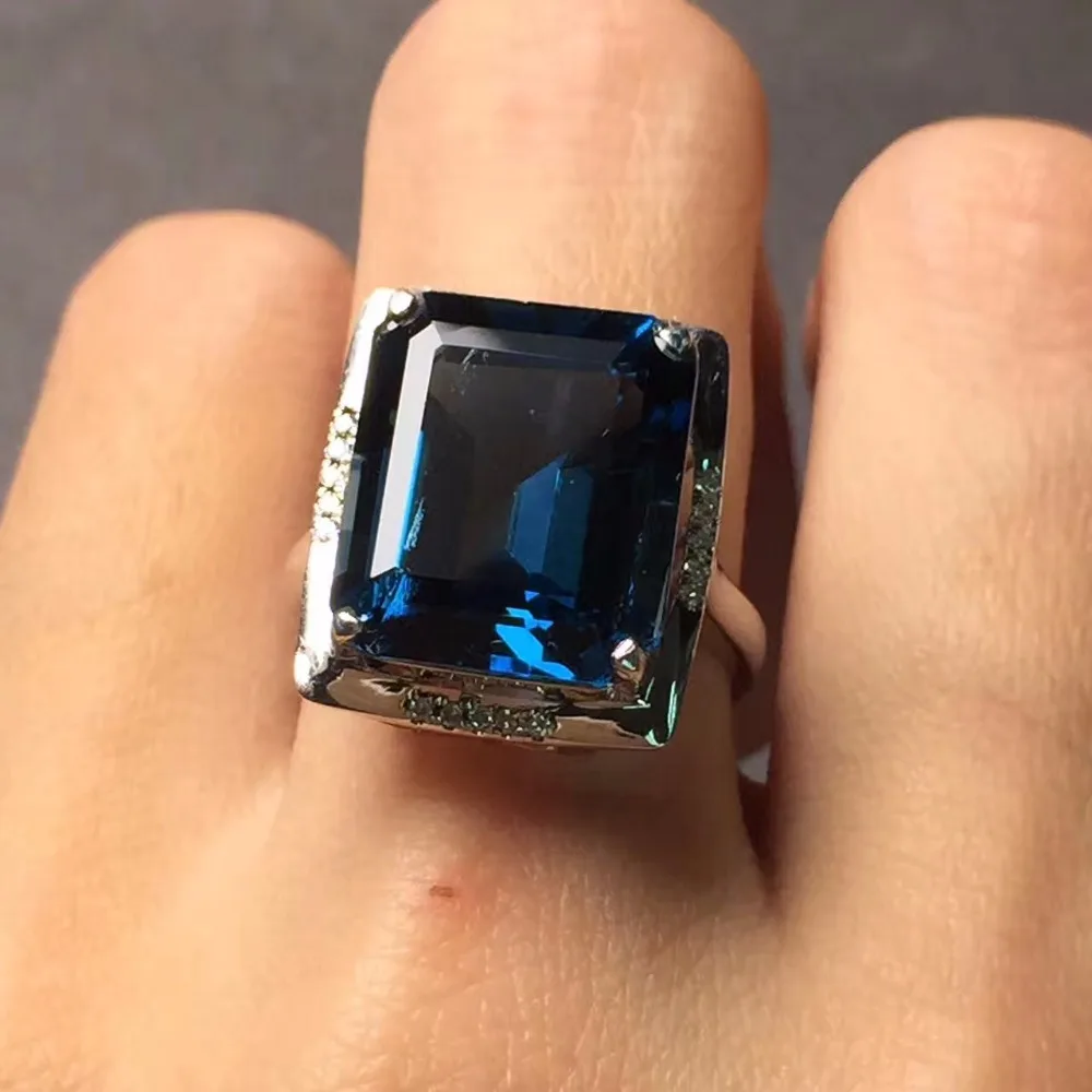 Ювелирные изделия Настоящее 18K Белое Золото AU750 100% натуральный Лондон Голубой
