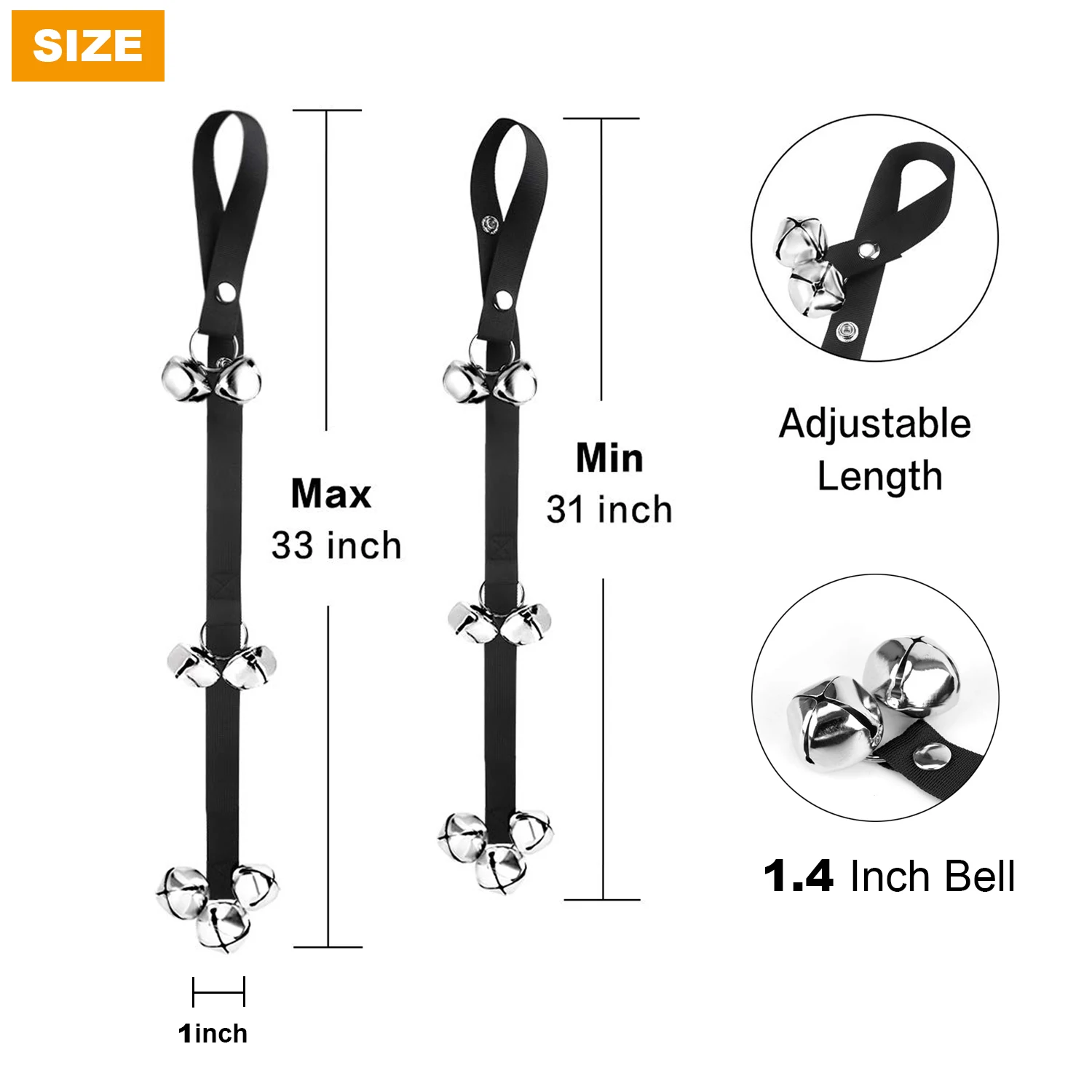 Dog DoorBell for Potty Training Dog Door Bell Dog Ring Bells Adjustable Great Housebreaking 7 Extra Large Loud 1.4? Bells