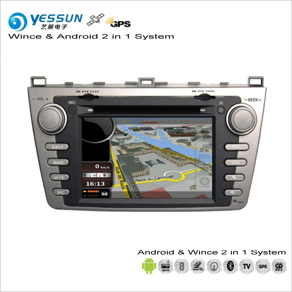 YESSUN для Mazda 6 2009 ~ 2013-Автомобильный Android мультимедийный радио CD dvd-плеер gps Navi Карта Навигация Аудио Видео Стерео S160 система