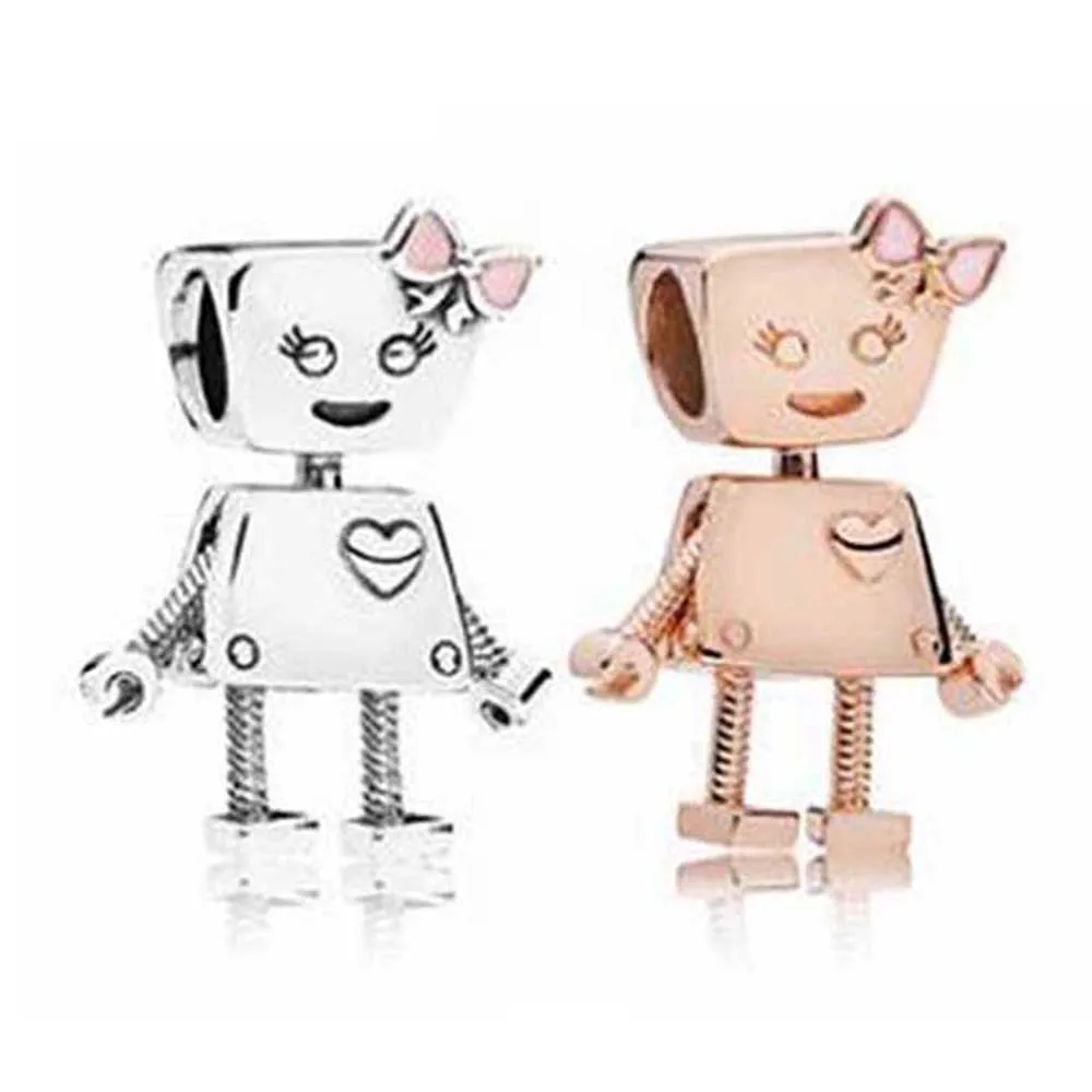 

100% 925 Sterling Silver Charms Rose And Silver Bella Bot Charms Fit Original Bracelet Diy Jewelry