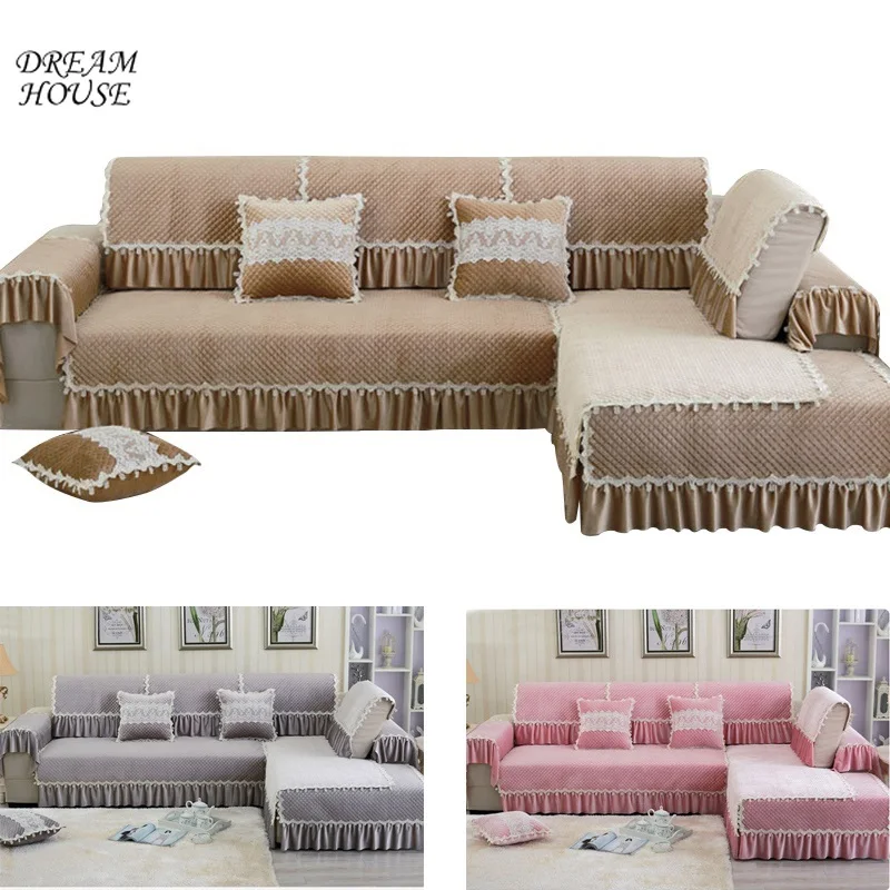1pc Stitching Lace Slipcover Home Sofa Cover Deocr Modern Slip