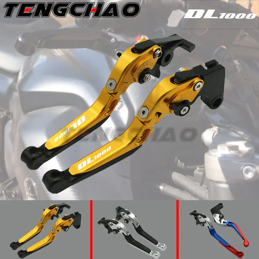 

LOGO DL1000 For SUZUKI DL 1000 DL1000 V-STROM 2002-2017 Motorcycle Accessories Folding Extendable Brake Clutch Levers Black