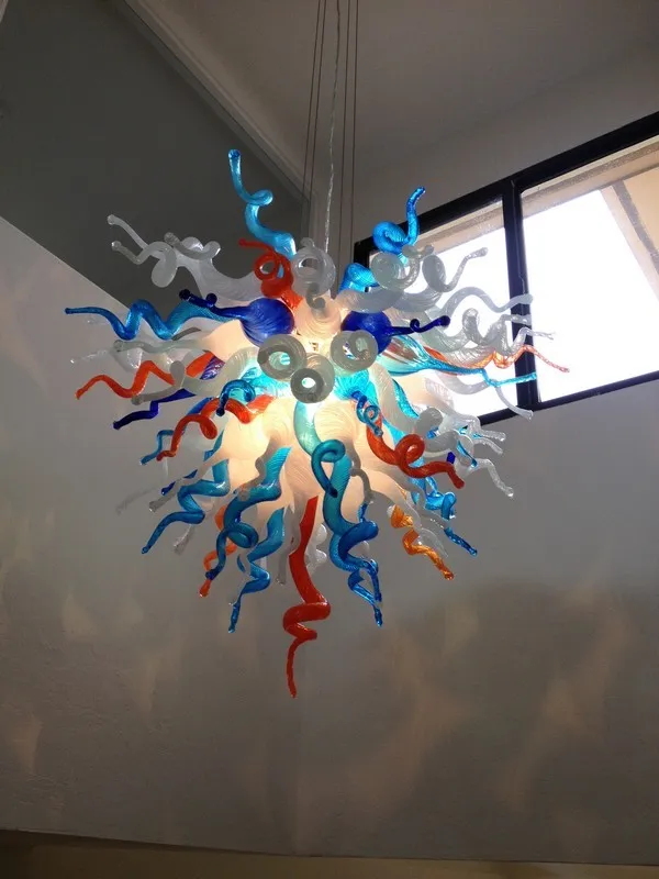 

AC LED Foyer Lighting Villa Decoration Hand Blown Glass Chandelier Multi-colored