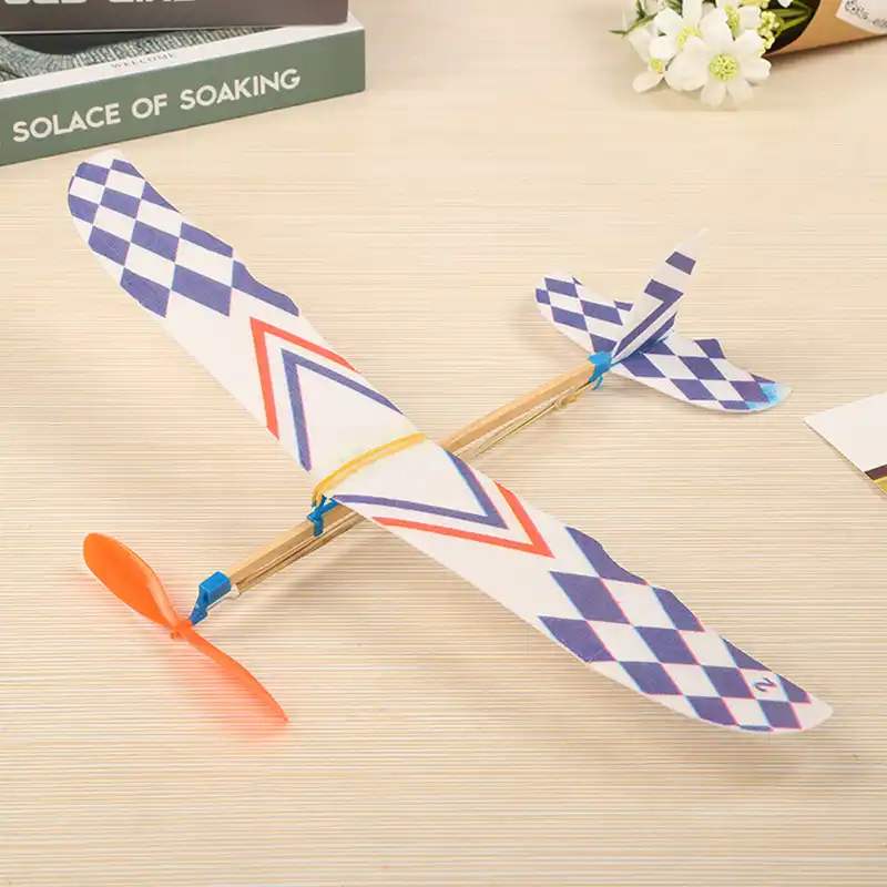 Ballylelly Elastico Power Biplano Aliante Aereo Thunderbird Elastico Power Plane Modello di Elicottero Assemblaggio Fai da Te