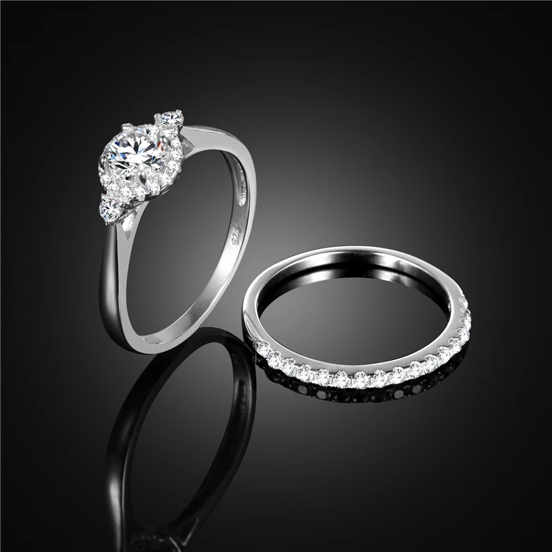 Romad Fashion Silver Women Wedding Rings Clear Cubic Zirconia Couple Rings Set For Women Men Engagement Jewelry Dropship Z3