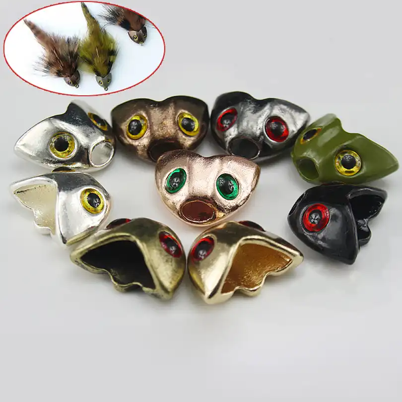 10pcs Fish Skull Sculpin Helmet Green Streamer Heads for Fly Tying