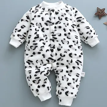 

2019 Cute Autumn leopard Baby Romper Baby pajamas Cow Flannel Cotton Jumpsuit Boys girl Fashion Baby's Wear Kid Climb Clothes