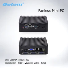 Qotom fansız Mini PC nano itx Celeron j1800 j1900 multimedya 2 ethernet lan fansız masaüstü endüstriyel Mini bilgisayar