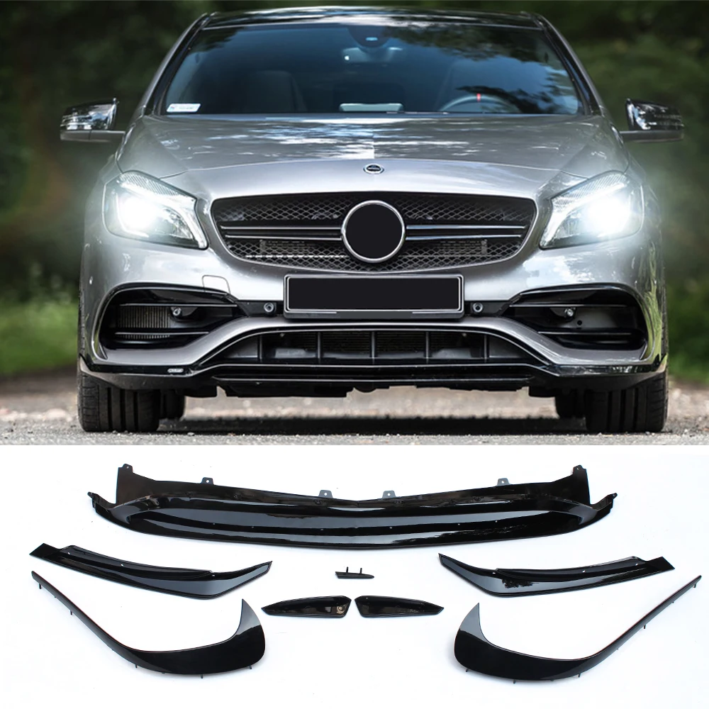 W176 ABS передний бампер Lip Canards 8 шт./компл. Новый стиль для Mercedes класс A45 2016 2017