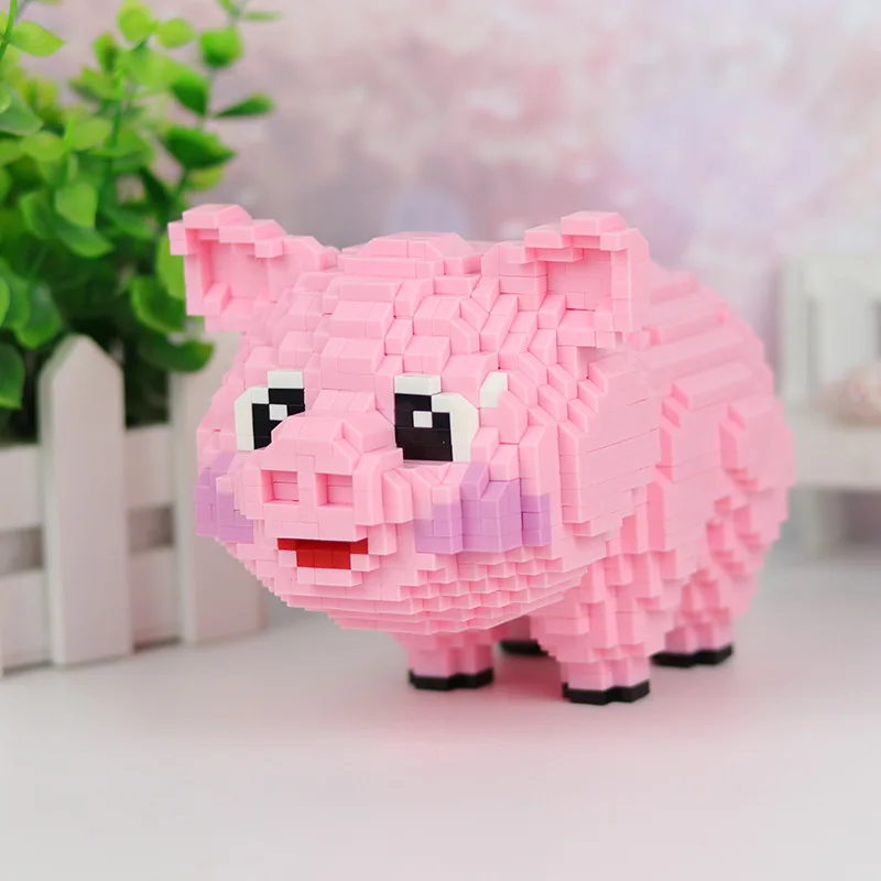 

Assemble toys Small particle building block toy Red panda cute pink pink pig ABS educational toy Joining together toy