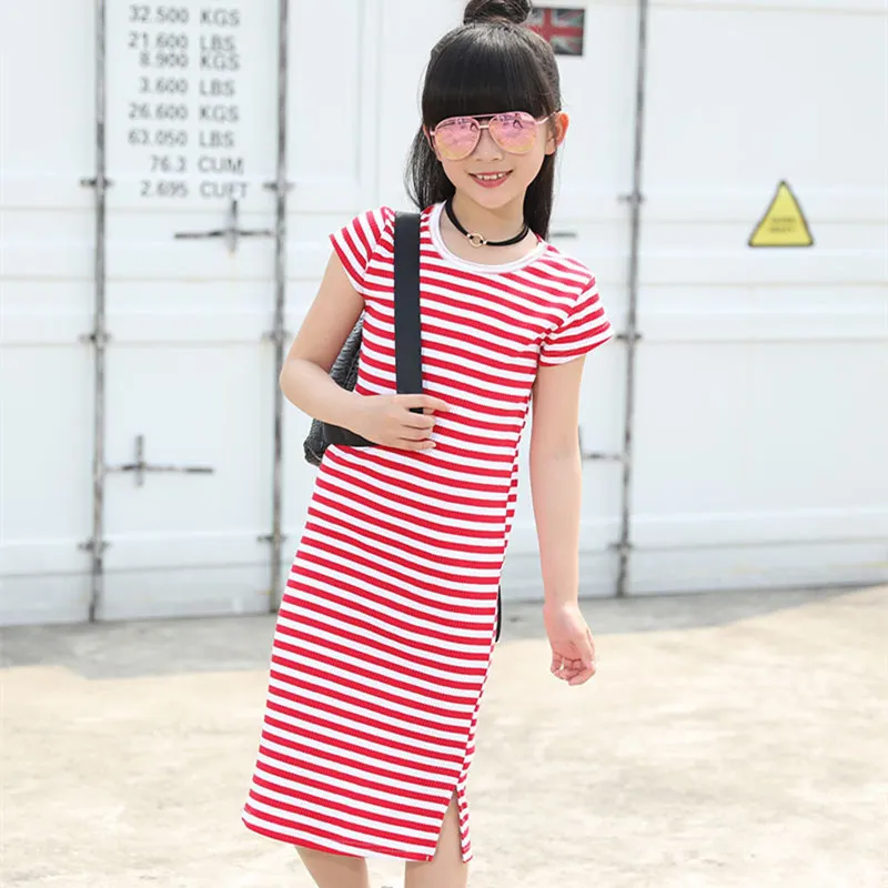 

Summer 2017 Girls Dress Cotton Beach Style Stripe Dresses For Girls Infant Knee-Length Children Clothing Casual Kids Clothes