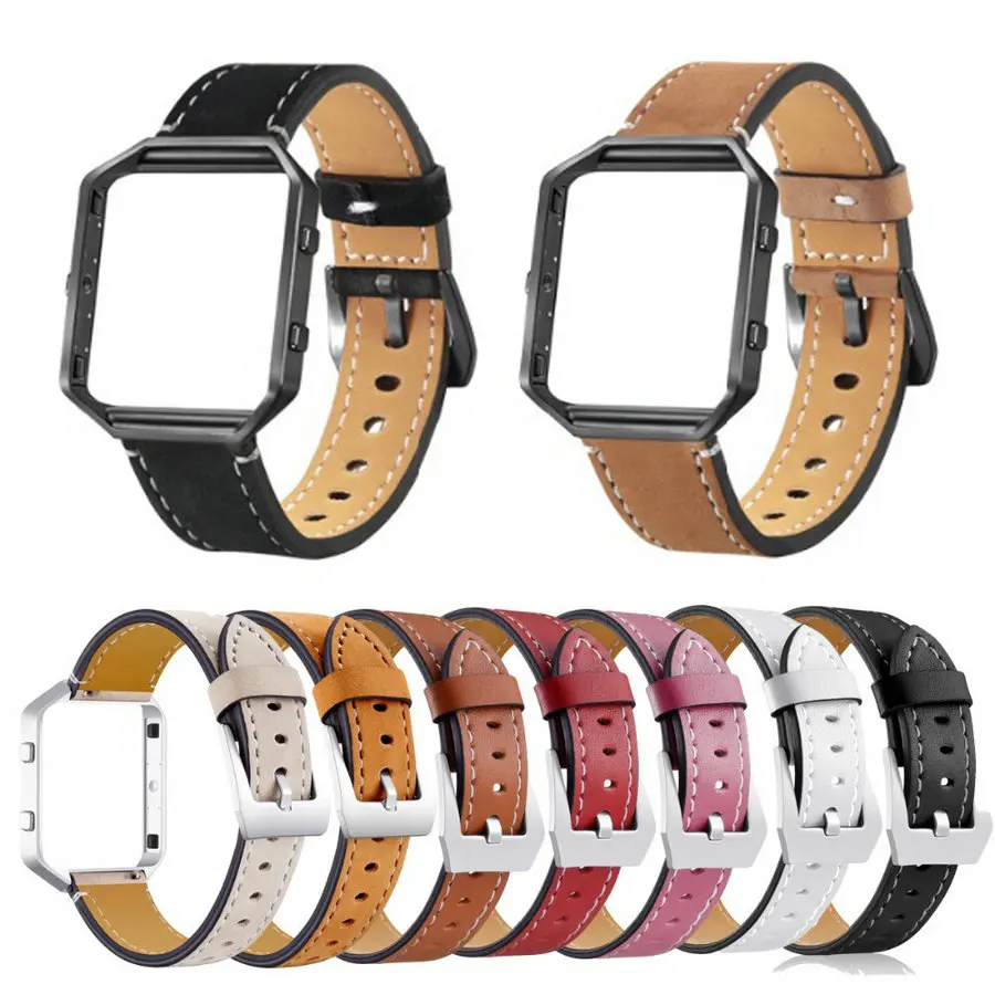 

Genuine Leather Watch Band For Fitbit Blaze Replacement Band +Metal Frame House Wrsit Band for Fitbit Blaze Smart Watch Strap