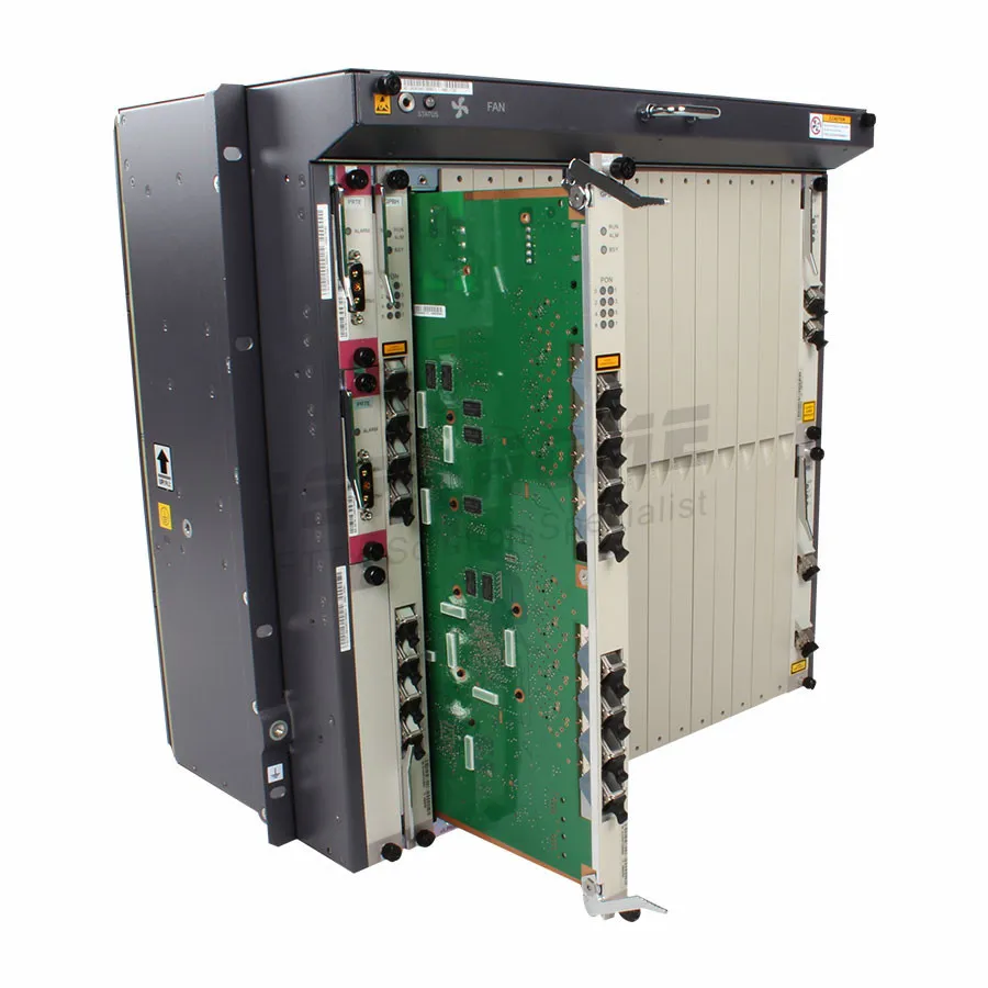 

Huawei OLT MA5680T with 2*SCUN, 2*GICF 2-Ports GE Uplink OLT Card, 2*PRTE, 1*GPFD 16 GPON Ports Service Board(C+ SFP), 19inch