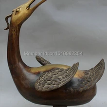 2" Клеймо Китайский Бронзовый Богатство Птица Утка Статуя Box Курильница Курильница