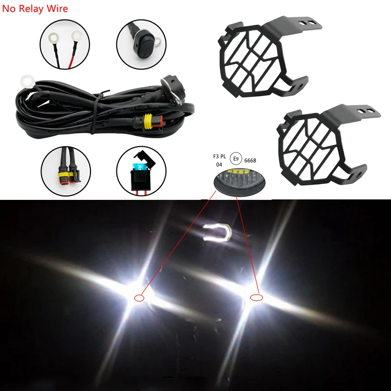 

Motorcycle LED Fog Light E9 & Protect Guards with Wiring Harness For BMW R1200 GS /ADV Motorcycle Led Lights White 6000k