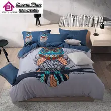 Bleu Harry Potter hathaway Hiboux oiseau imprimer ensemble de literie reine king size housse de couette en coton Égyptien draps textiles de maison