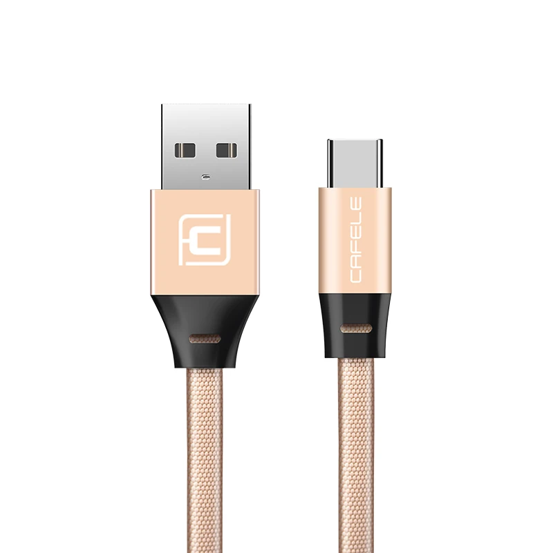 Cafele usb type C для Xiaomi A1 type C кабель для huawei mate 10 Pro type C Быстрая зарядка 5 в 2,4 A usb type-c кабель - Цвет: Gold