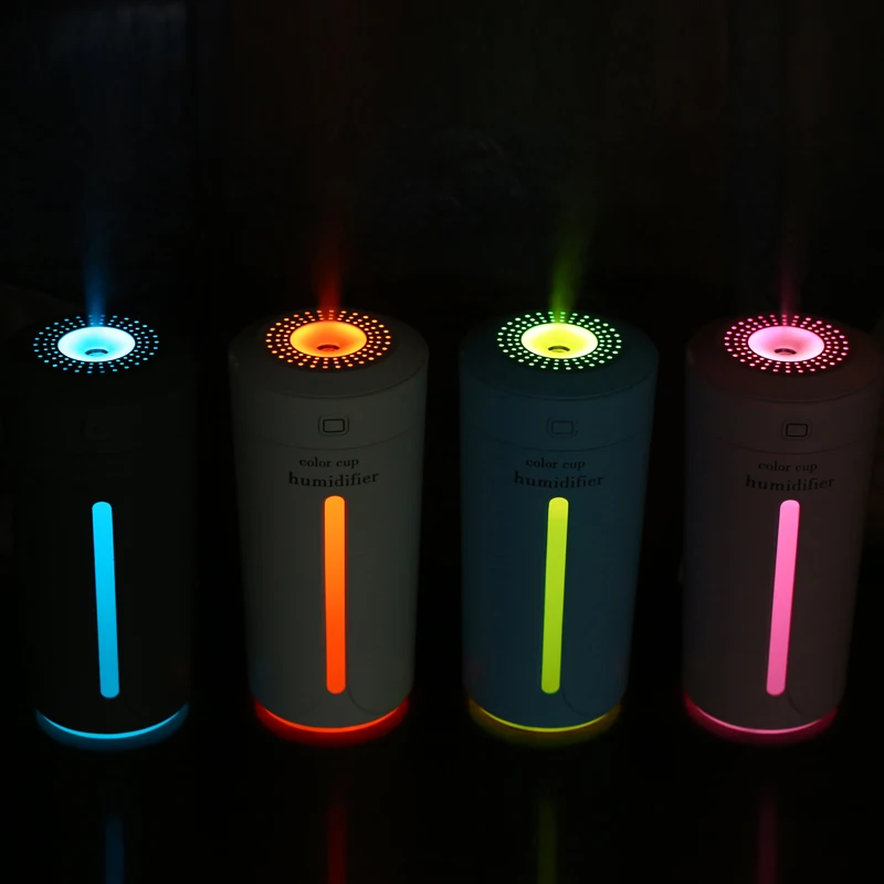 

DC 5V USB Mini Aroma Humidifier Diffuser Colorful LED Lights Ultrasonic Air Humidifier for Home Office Car Mist Maker 230ML