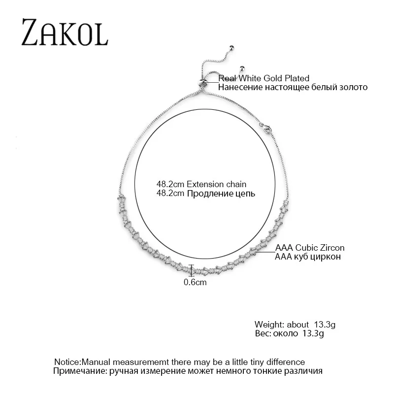 ZAKOL модное блестящее ожерелье-чокер с фианитами и цирконием/крутящийся момент для женщин, геометрическое Ювелирное Платье с регулируемой длиной FSNP2046