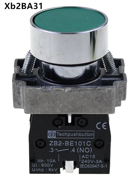 

1pcs XB2-BA31 22mm green Self-reset Momentary Flush Pushbutton 1 N/O Flat Push Button Switch