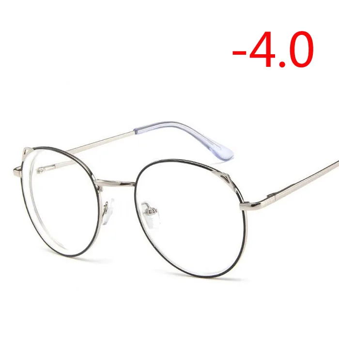 1,0-1,5-2,0-2,5-3,0-3,5-4,0 с украшением в виде кошачьих ушек Для женщин Близорукость очки, металлическая оправа, модные, близорукие очки с короткими очки для коррекции зрения - Цвет оправы: Myopia 400