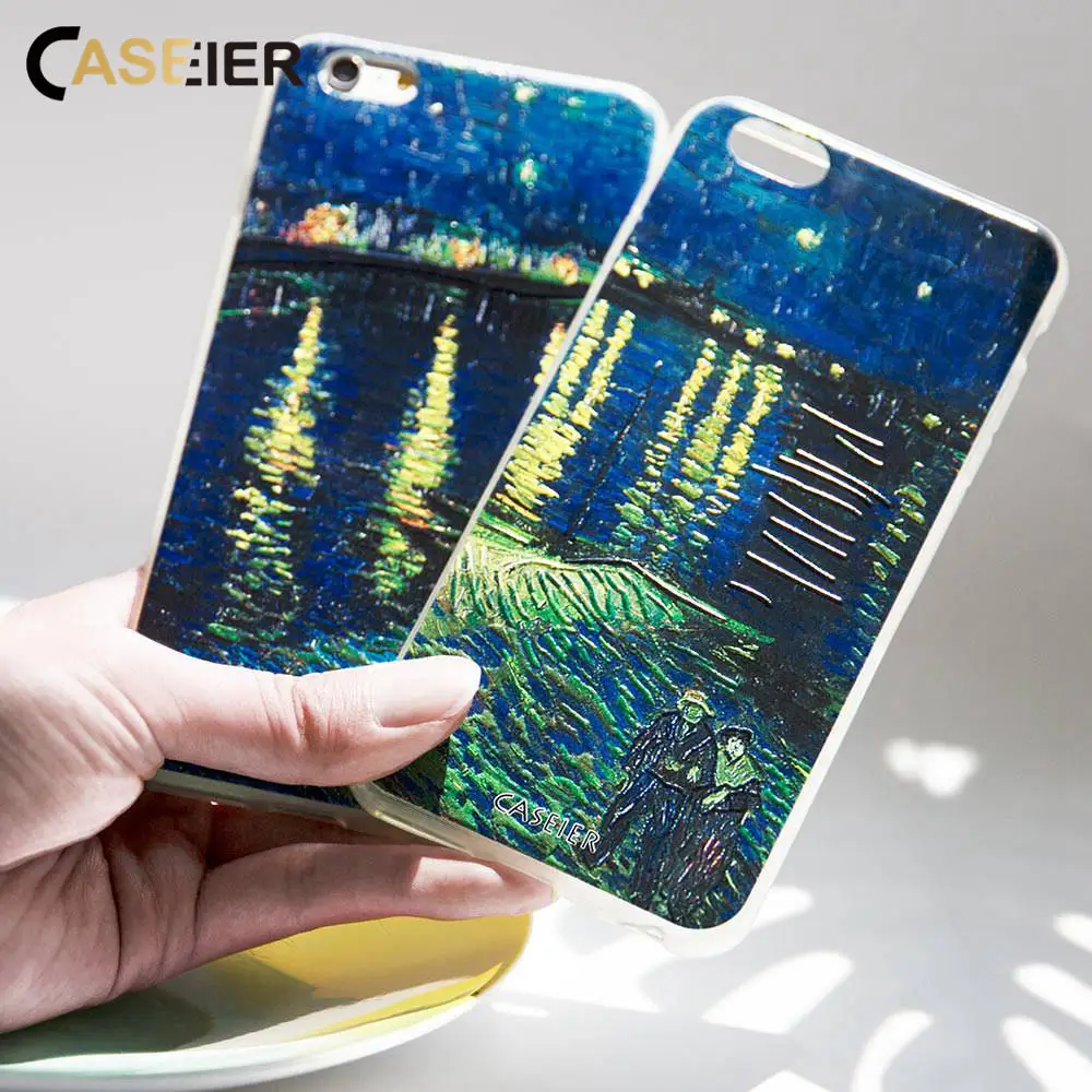 CASEIER Van Gogh Painting Case For iPhone 6 6s 8 7 Plus Soft Silicone Funda X XR XS MAX Couque Cases |