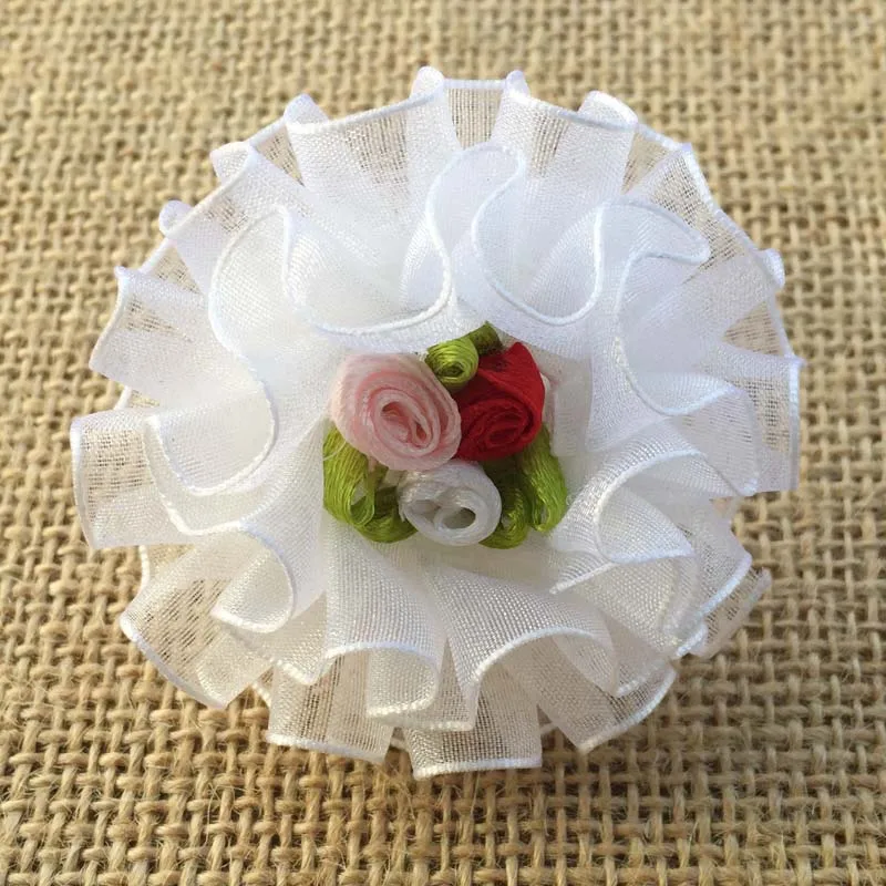 

2pcs Fashion Double girl Elegant tulle ruffle 3 color bud Flower Hairpins Hair Barrette Clip Bow Clip Hair Accessories wholesale