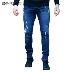 2018 env Для мужчин ST Slim Fit Рваные джинсы для Для мужчин модные Для мужчин с проблемных джинсовые штаны Байкер Джинсы для женщин обтягивающие