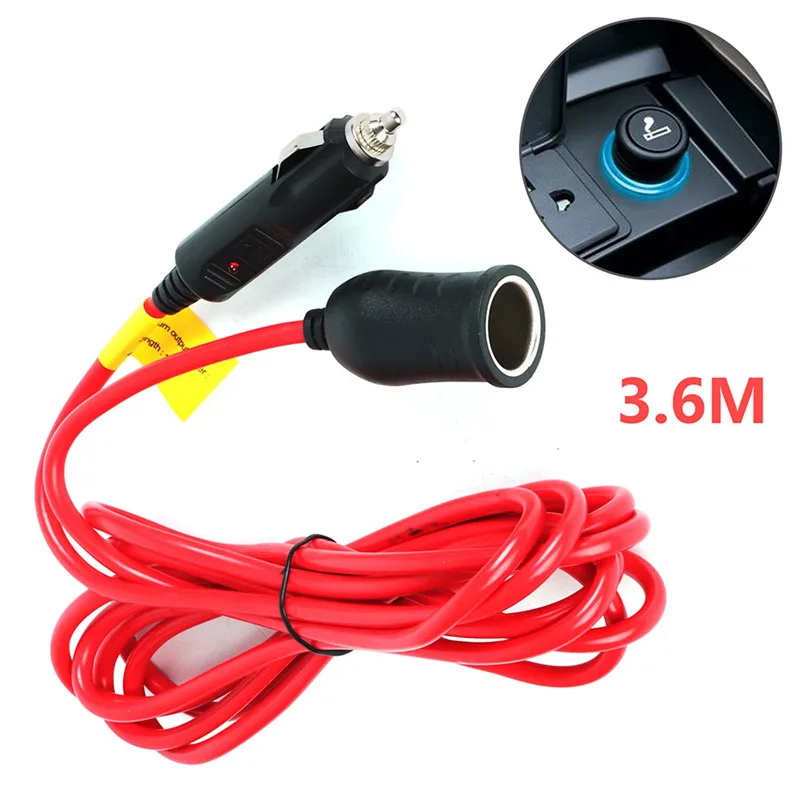 

3.6M 12V 24V Cigarette Lighter Socket Charging Extension Cable Car Cigarette Lighter Plug Car Accessory 12FT Extended Cord