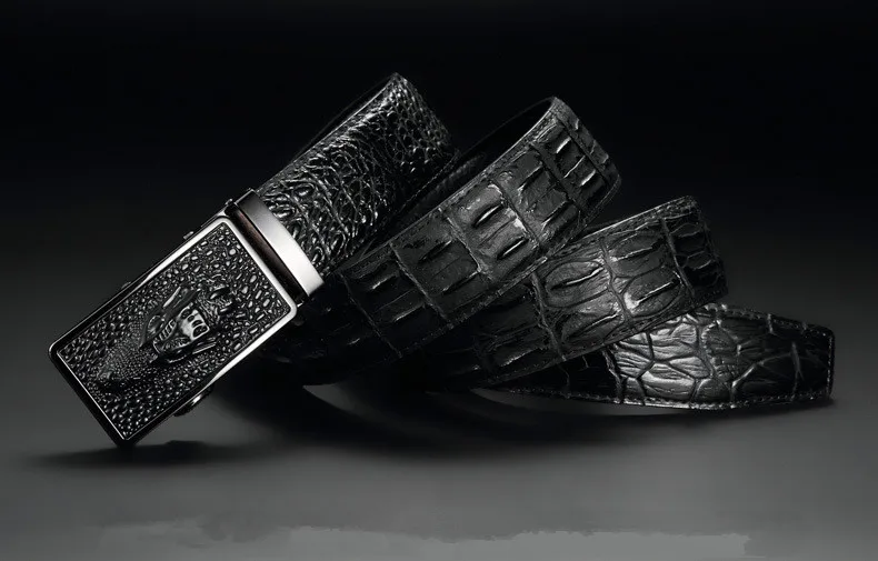 New Ceinture homme Luxury brands Men's leather belt Gold Alligator belt men's belt wholesale automatic buckle Black coffee belt