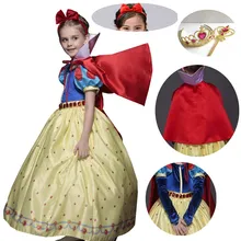 Для девочек Белоснежка Принцесса платье дети косплей костюм на Хэллоуин и Рождество одежда карнавальный костюм бальное платье
