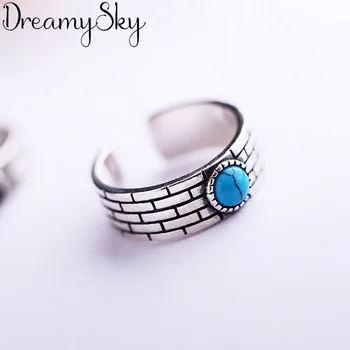 

2019 Fashion S925 Silver Blue Rings For Girls Christmas Gifts Adjustable Ring Luxury Sterling Silver Jewelry Wholesale