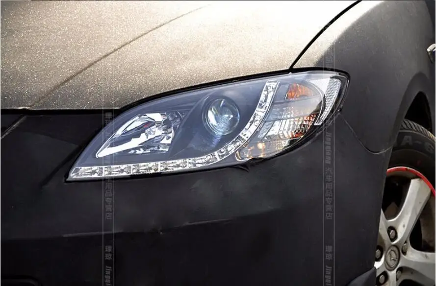 2 шт., автомобильный Стайлинг для Mazda 3, светодиодный фонарь, 2003~ 2010 лет, Мазда 3, светодиодные фары DRL, hi lo Beam H7, HID Xenon, автомобильные аксессуары